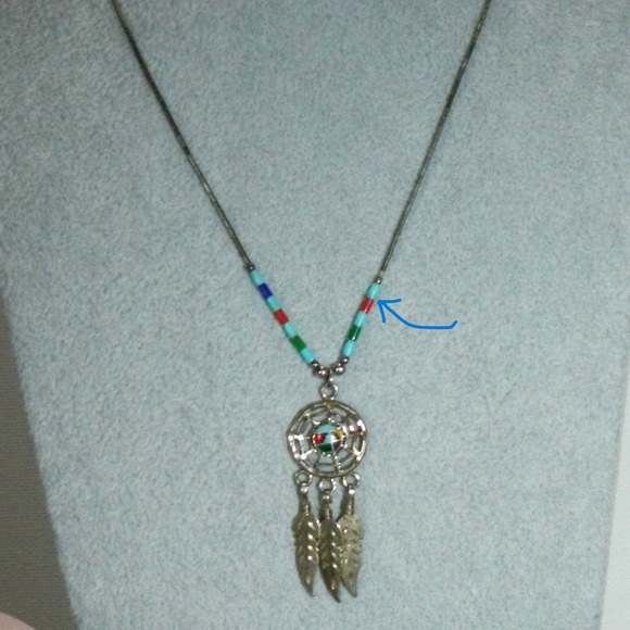 Navajo Pierced Earrings Necklace Set Sterling Silver Turquoise Vintage - Picture 3 of 14